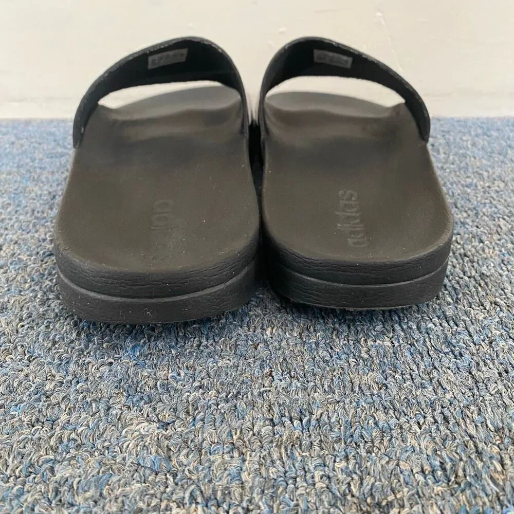 Adidas men 12 slip on slides black and white